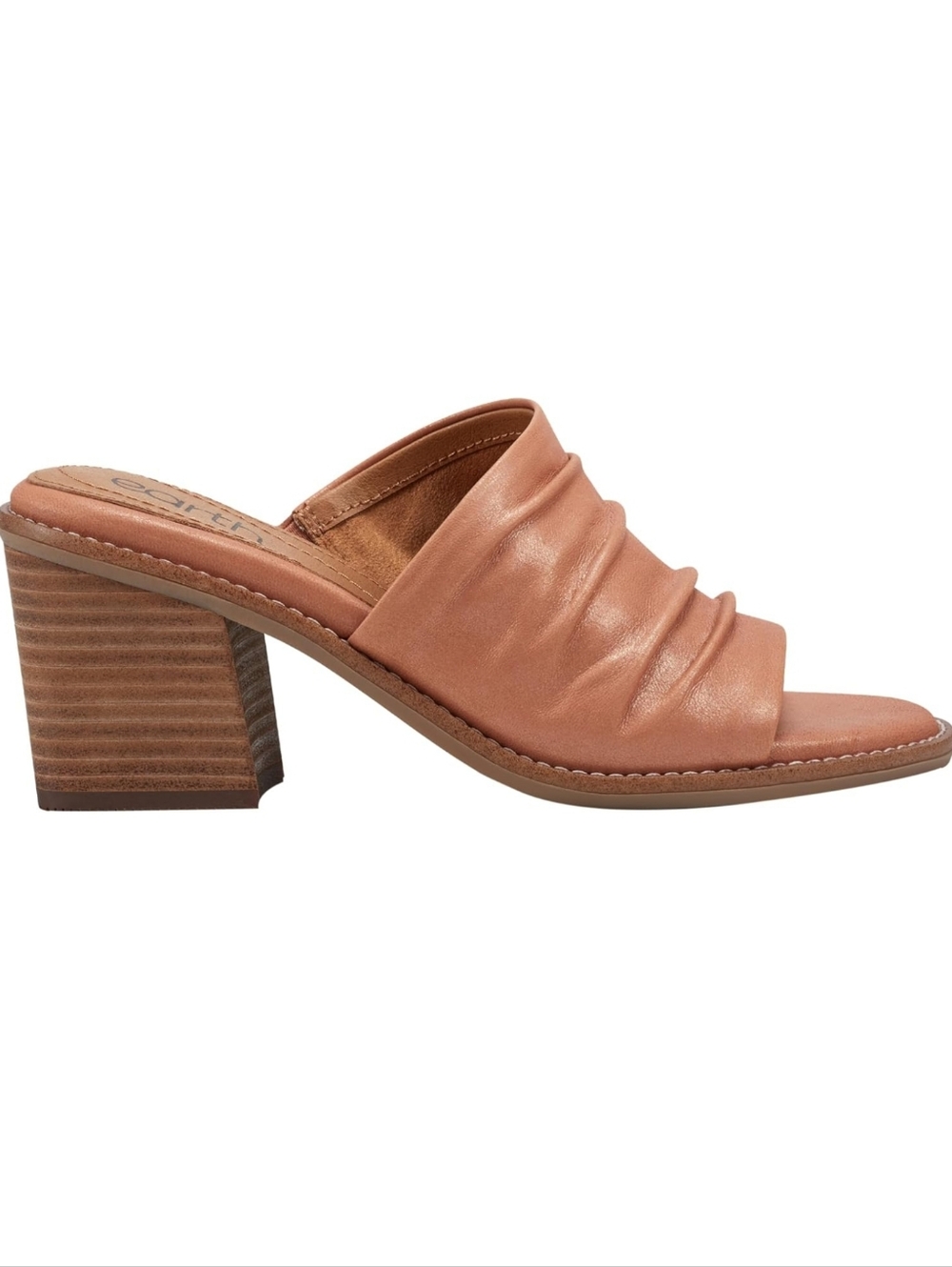 Earth Adara Slip On Dress Sandal, Ruched Mules With Stacked Block Heels - Picture 16 of 16